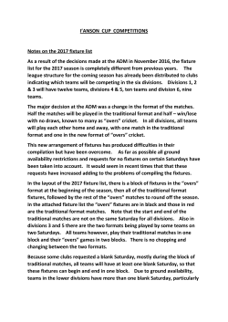 Notes on the 2017 fixture list