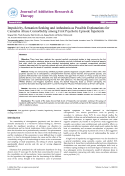 Impulsivity, Sensation Seeking and Anhedonia as Possible