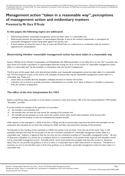 Management action &ldquo;taken in a reasonable way&rdquo;