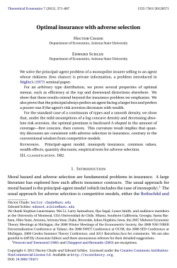 Optimal insurance with adverse selection - public.asu.edu