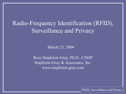 Radio-Frequency Identification (RFID) and Privacy - Stapleton