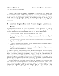 1 Boolean Expressions and Search Engine Query Lan