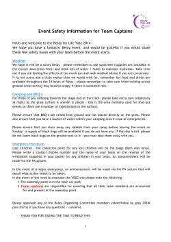 Event Safety Information for Team Captains