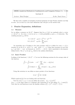 Lecture 2 1 Fourier Expansion, definitions