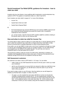 guidance for Investors - how to claim tax relief