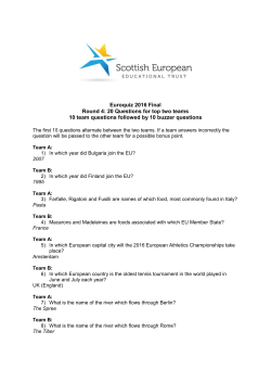 Euroquiz 2016 Final Round 4: 20 Questions for top two teams 10