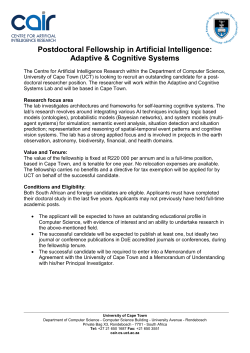 Postdoctoral Fellowship in Artificial Intelligence: Adaptive