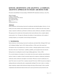 KINETIC, RESPONSIVE AND ADAPTIVE: A COMPLEX