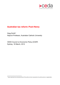 Australian tax reform: Post-Henry