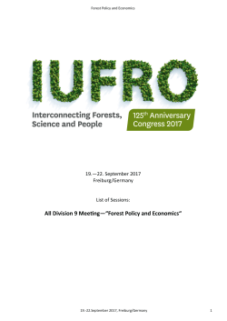 Forest Policy and Economics - IUFRO 125th Anniversary Congress