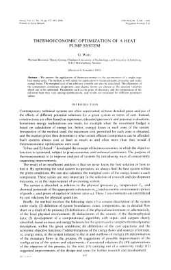 thermoeconomic optimization of` a heat pump system