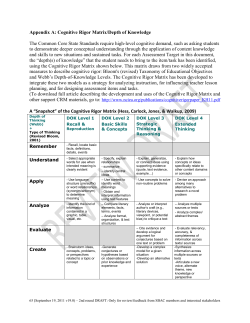 Cognitive Rigor Matrix/Depth of Knowledge The Common Core