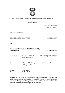 THE SUPREME COURT OF APPEAL OF SOUTH AFRICA
