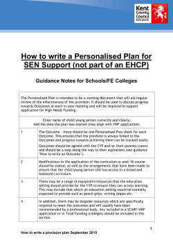 How to write a Personalised Plan