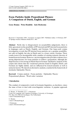 Focus Particles Inside Prepositional Phrases: A Comparison of