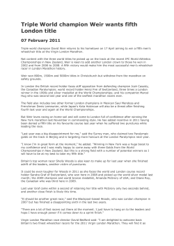 Triple World champion Weir wants fifth London title