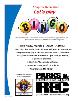 Adaptive Recreation BINGO