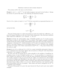Drinfeld modules mini-course projects The notation will be the same