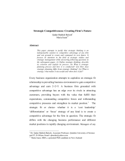 Strategic Competitiveness: Creating Firm`s Future