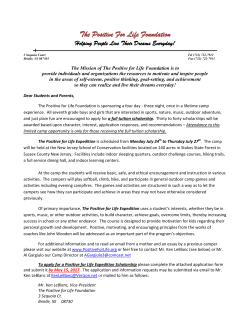 Application for The Positive For Life Expedition Scholarship