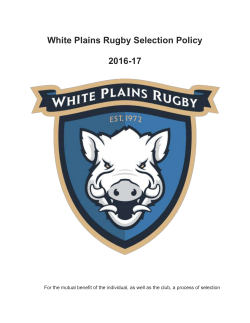 Selection Policy - White Plains Rugby Football Club