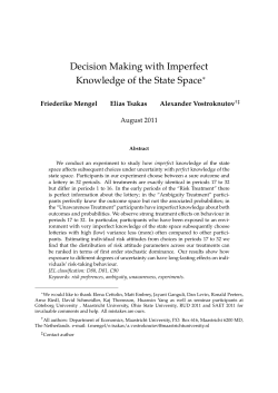 Decision Making with Imperfect Knowledge of the State Space