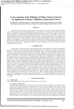 An Investigation of the Diffusion of Online Games in Taiwan: An