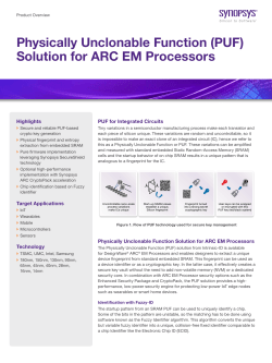 Physically Unclonable Function (PUF) Solution for ARC