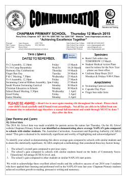 Chapman Primary School Week 6 Term 1 Newsletter
