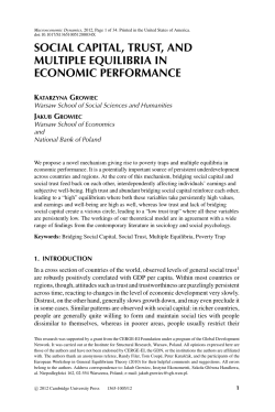 social capital, trust, and multiple equilibria in economic