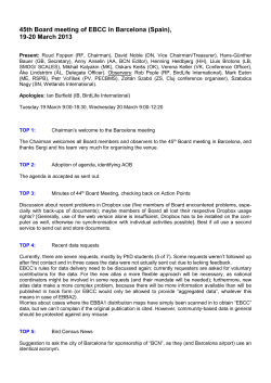Minutes of the 45th EBCC Board Meeting in Barcelona, Spain, 19