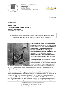 SPOROČILO ZA MEDIJE / PRESS RELEASE Sreda, 12