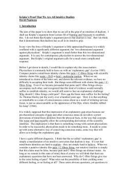 Kripke`s Proof That We Are All Intuitive Dualists David - SAS