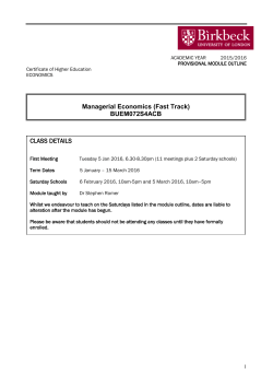 Managerial Economics - Birkbeck, University of London