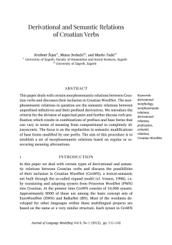 Derivational and Semantic Relations of Croatian Verbs