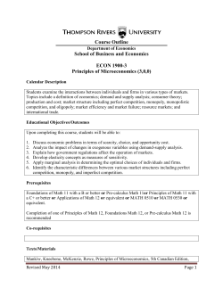 Course Outline School of Business and Economics ECON 1900
