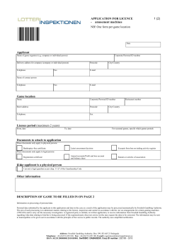 APPLICATION FOR LICENCE