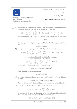 TMA4125 Matematikk 4N Spring 2017