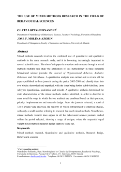 THE USE OF MIXED METHODS RESEARCH IN THE FIELD OF