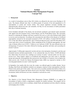 Serbian National Disaster Risk Management Program Concept Note