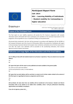 Participant Report Form Call: 2014 KA1 &ndash; Learning Mobility of
