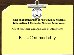 ICS 353: Design and Analysis of Algorithms