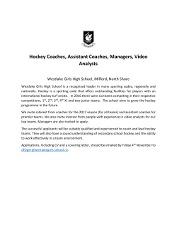 Hockey Coaches, Assistant Coaches, Managers, Video Analysts