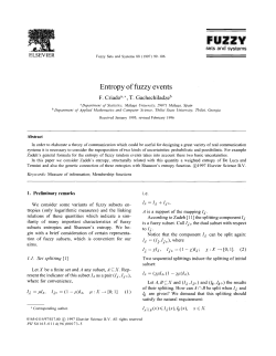 Entropy of fuzzy events