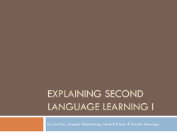 Second Language Acquisition Part 1