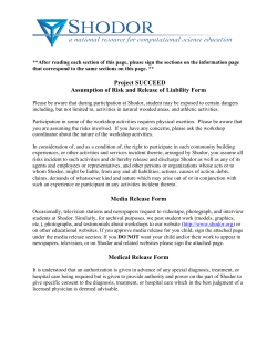 Project SUCCEED Assumption of Risk and Release of