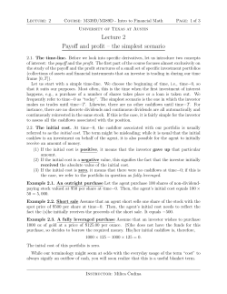 Lecture 2 Payoff and profit &ndash; the simplest scenario