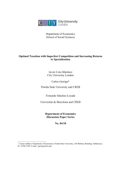 Department of Economics School of Social Sciences Optimal
