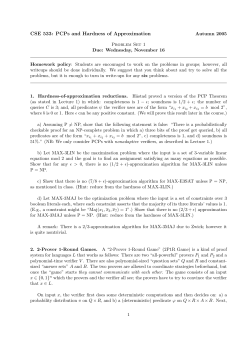 CSE 533: PCPs and Hardness of Approximation