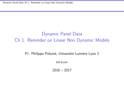 Dynamic Panel Data Ch 1. Reminder on Linear Non Dynamic Models